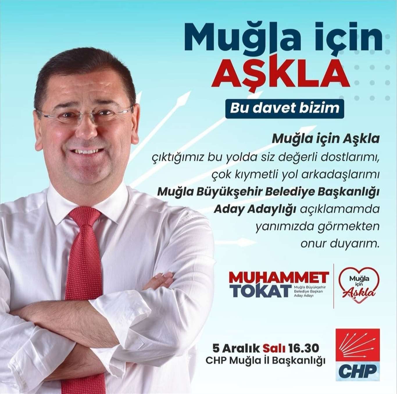 Milas Belediye Başkanı Muhammet Tokat, Muğla Büyükşehir Belediye Başkan Aday Adaylığını 5 Aralık Salı günü açıklıyor. haberi
